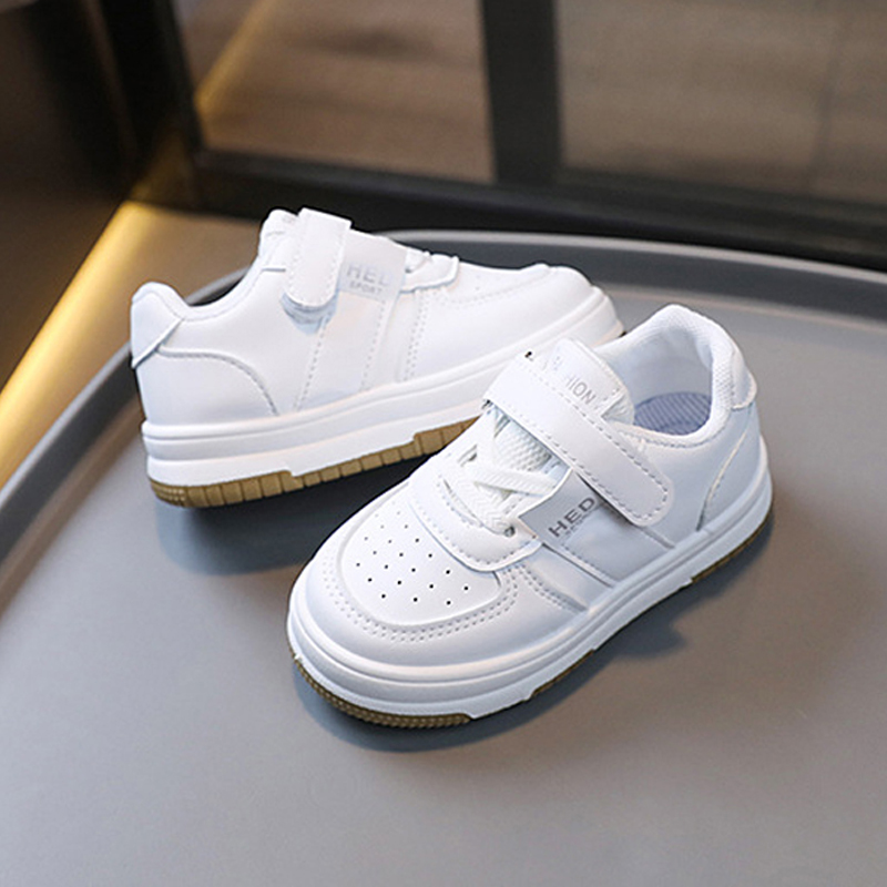 Kids Shoes Youth Sneakers PU Leather Flat Comfortable Black White Casual Sport Shoes Kidsnest Toddler Tennis Skateboard Shoes for Boy Girl Big Sizes U