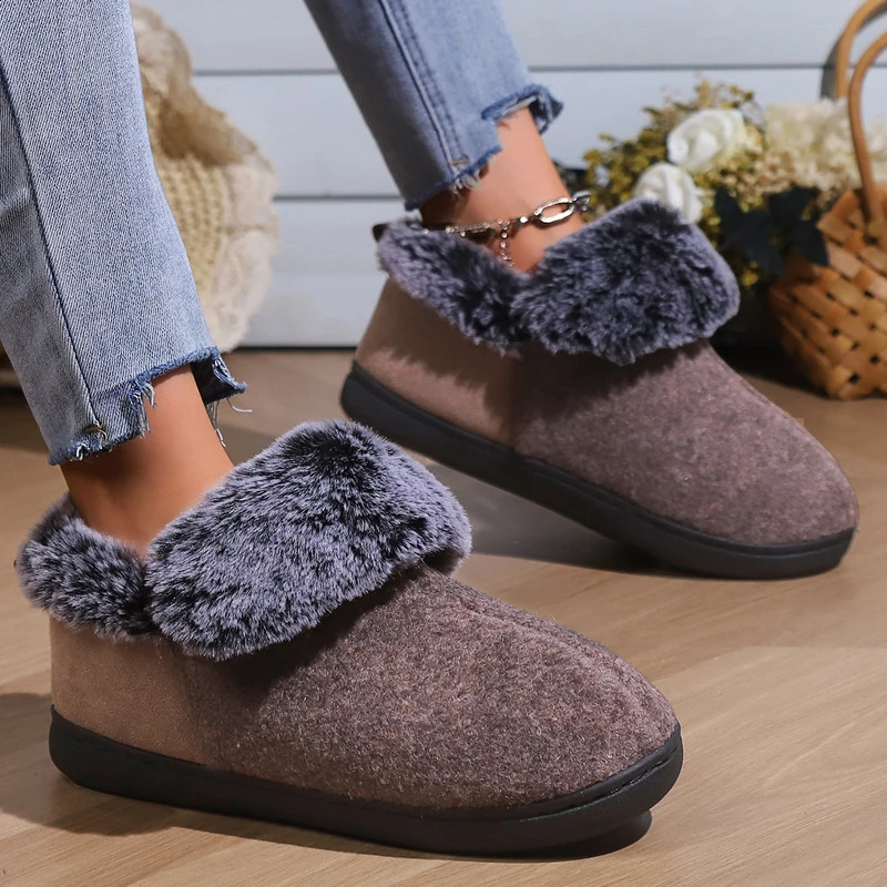 Women Slippers Warm Winter Ladies Faux Fur Womens Home Lightweight Footwear Indoor Cotton Shoes Female 241223