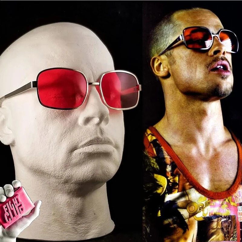 Fight Club Inspired Mens Fashion Glasses - Tyler Durden Style Stainless Steel Frame with PC Lenses Perfect for Parties 241228