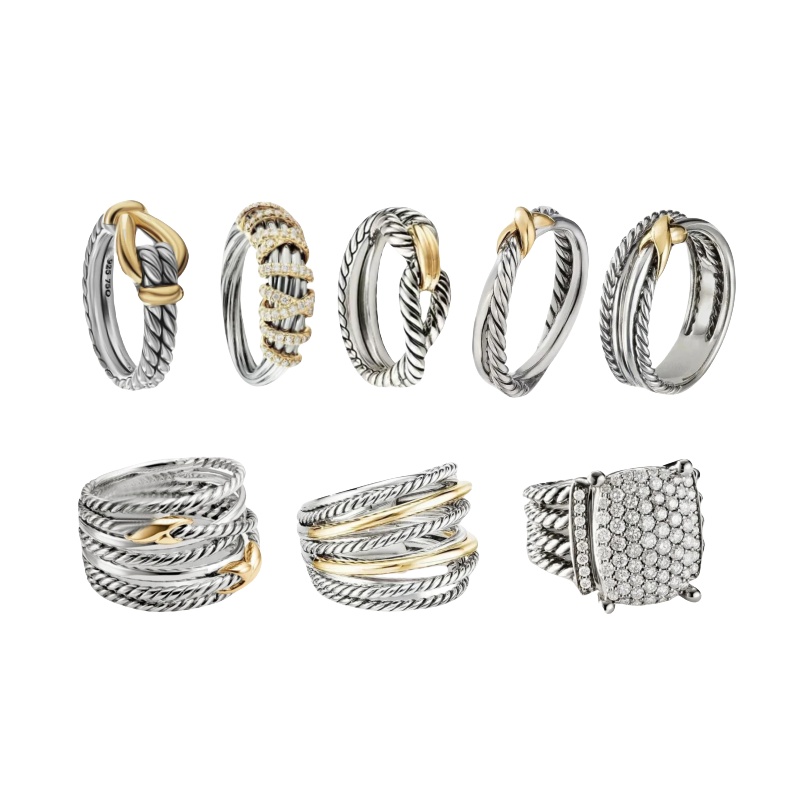 designer ring twisted Braided rings for women Man Fashion Jewelry for Cross Classic Copper Ring Wire punk gold ring pearl zircon jewelry engagement gifts