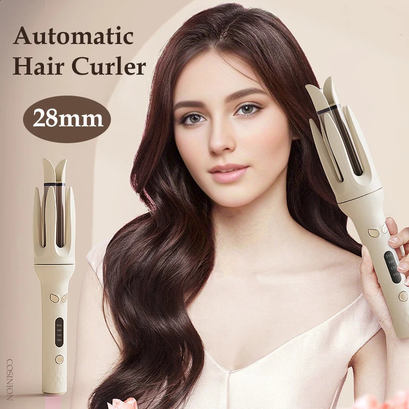 Negative Ions Automatic Hair Curler 28mm Electric Ceramic Curling Hair Stick Rotating Curl Waves Anti-Tangle Curling Iron Styler 241228