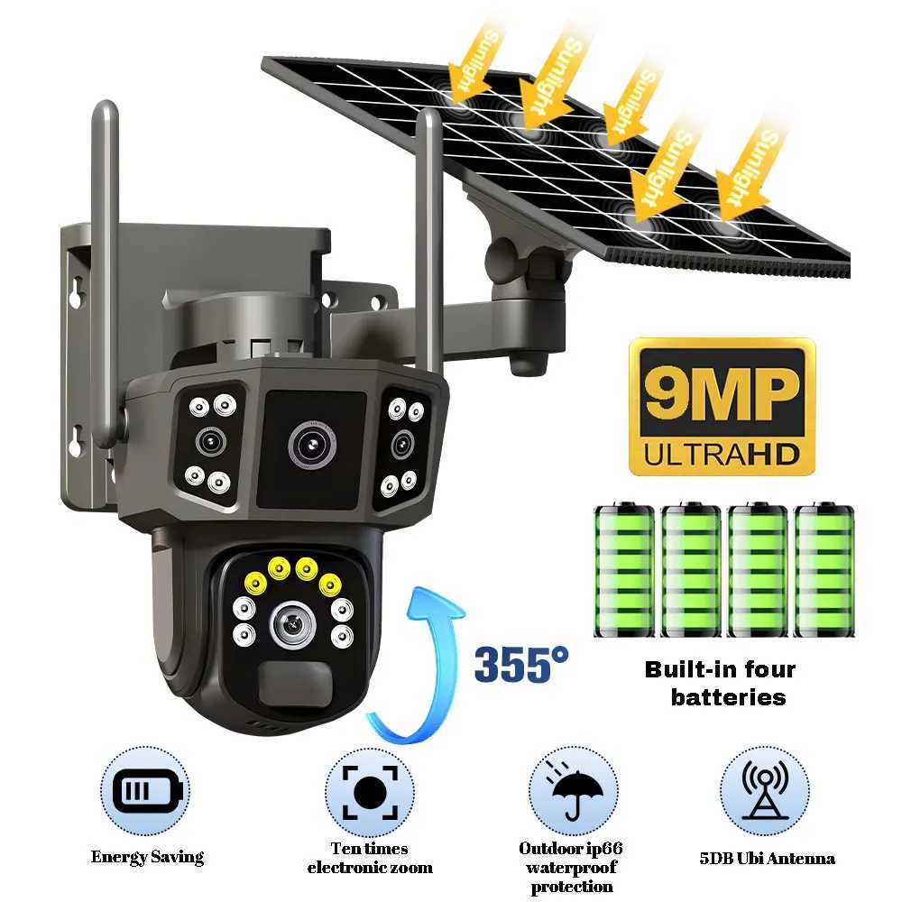 9MP 4K IP Camera Dual Lens Sn WiFi PTZ Auto Tracking Waterproof Panoramic Surveillance Camera with Voice Intercom SystemXJ241228