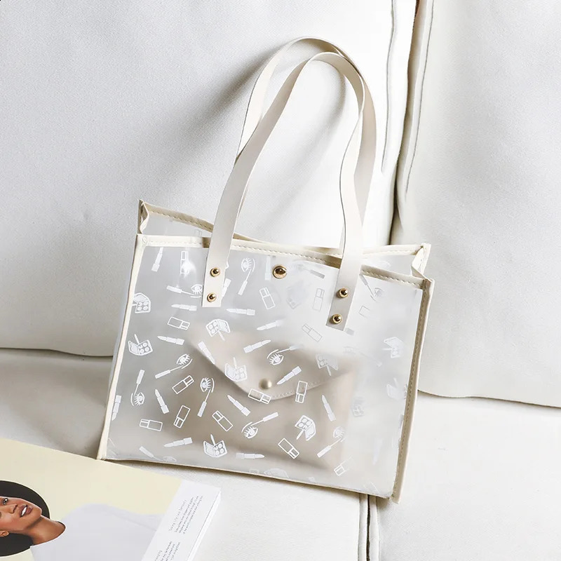 Fashionable and Personalized Printed Bag Fresh and Sweet Tote Bag Translucent Shoulder Bag for Sending Womens Bag 241223