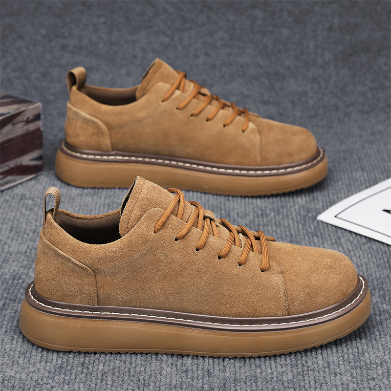 Men Casual Shoes Fashion Thick Sole Low-top Skateboard Shoes Versatile Simple Style Triple Black Brown Grey Khaki Free shipping
