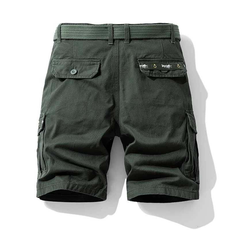 Summer sports shorts mens multi pocket loose casual pants pure cotton wear-resistant long sleeved workwear shorts W241228