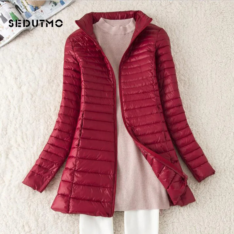 SEDUTMO Winter Long Women Down Jackets Ultra Light Duck Down Coat Thin Slim Black Puffer Jacket ED341 241228