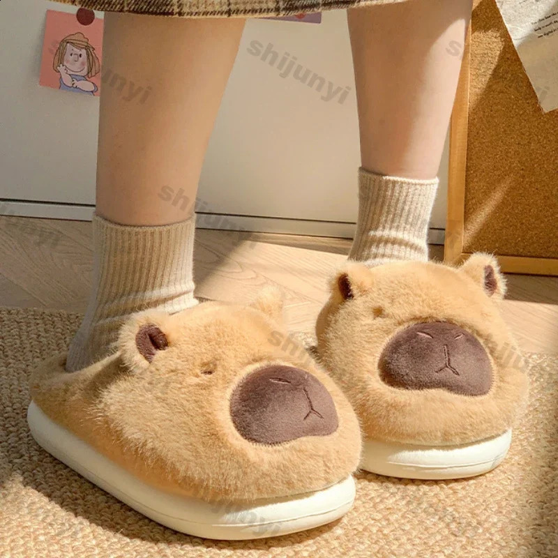 Woman Cute Cartoon Fluffy Slippers Winter Warm Thick Sole Funny Antislip Soft Plush Girls Indoor Home Floor Slides 241223