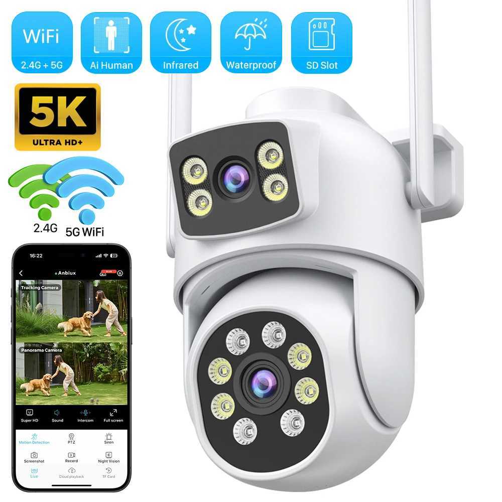 10MP 5K PTZ WiFi IP Camera Security Protection Dual Lens Sn Color Night Vision Auto Track CCTV Surveillance Camera O-KAM ProXJ241228