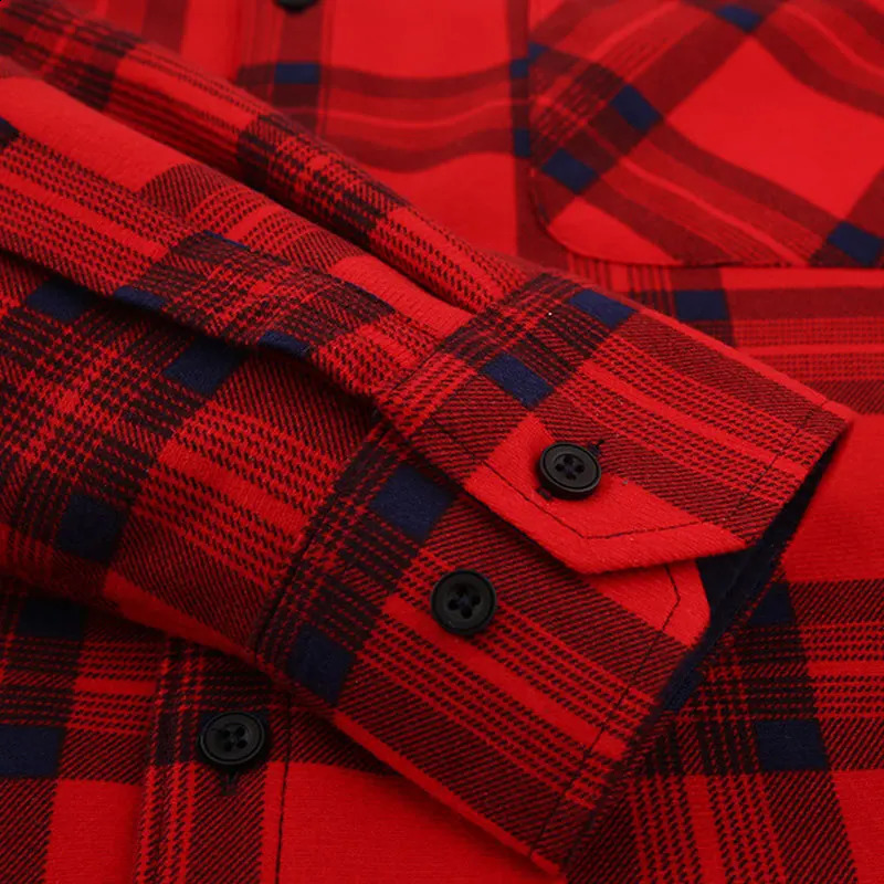 American size mens shirt long sleeve autumn winter warm plus fleece thickened plaid large size fashion free iron 241223