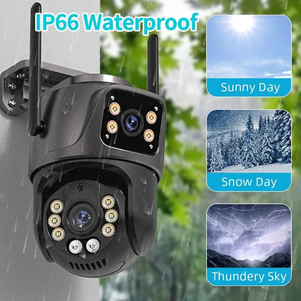 4K 8MP HD Wifi PTZ Camera Outdoor 4MP Dual Lens Dual Sn AI Auto Tracking IP Camera CCTV Audio Video Surveillance P2P iCSeeXJ241228
