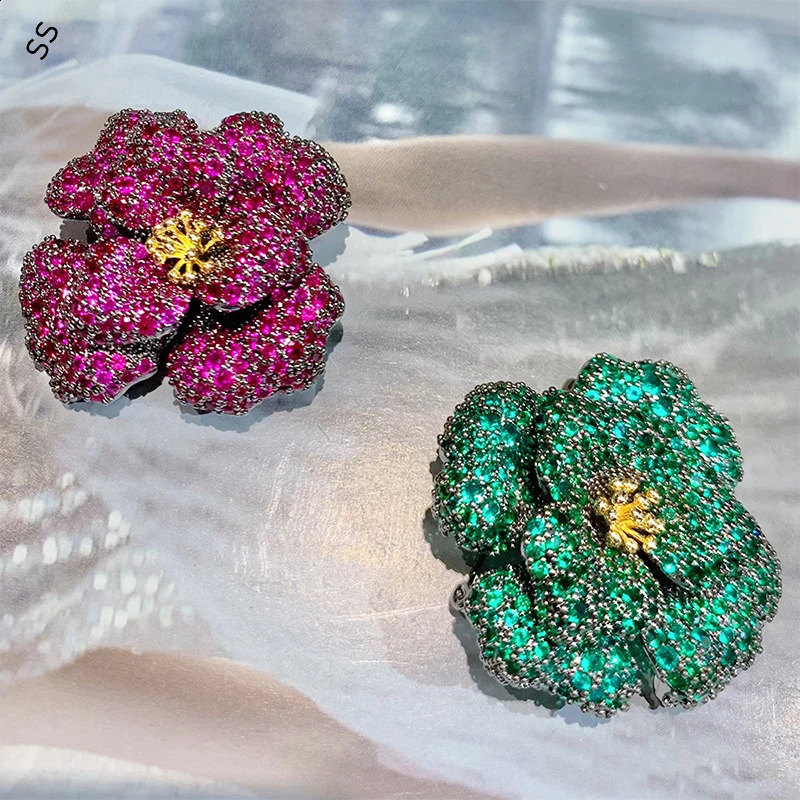 Atmosphere Advanced Sense Heavy Handmade Rose Brooch Womens Suit Dress Jewelry Garment Corsage 18k Gold Plated Accessory 241227