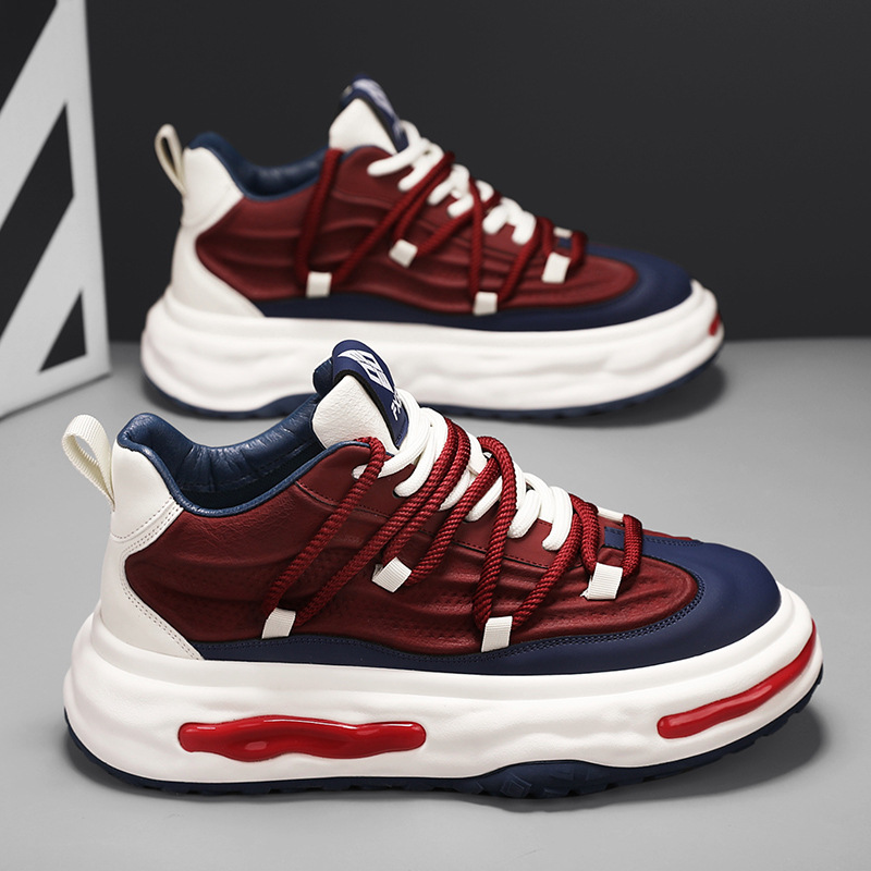 Men Sports Fashion Thick Sole Chunky Shoes Versatile NEW Niche Design Running Training Triple Black Beige Blue Free shipping