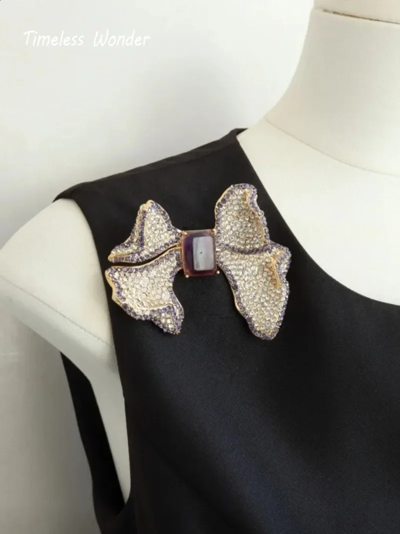Timeless Wonder Fancy Zircon Bowknot Brooch Pins for Women Jewelry Runway Rare Top Punk Gift Classy 8529 241227
