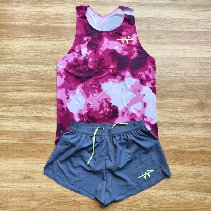 Man Marathon Gray Shorts with inner pocket Custom Singlet Running Shorts Track Field Match Eilte Seamless Trunk Custom logo Pink Vest