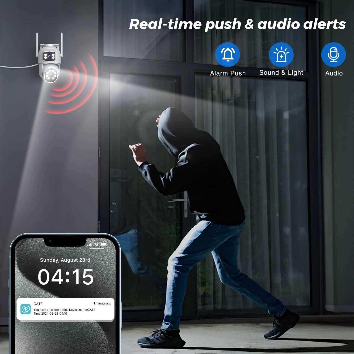 10MP 5K PTZ WiFi IP Camera Security Protection Dual Lens Sn Color Night Vision Auto Track CCTV Surveillance Camera O-KAM ProXJ241228