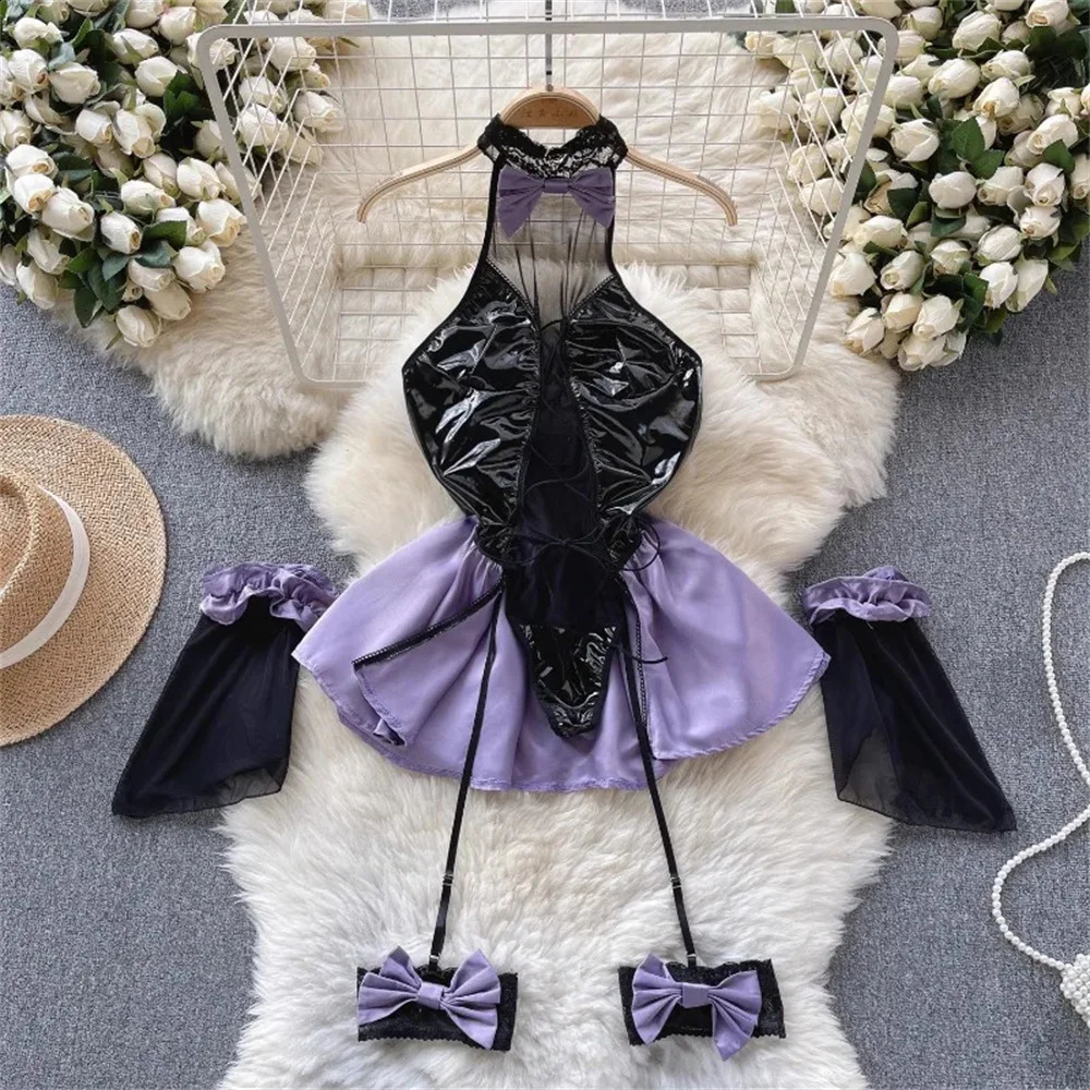 Womens Sexy Lingerie Lace Underwear Mesh See Through Teddy Babydoll For Women Naughty Cheongsam Dress Cosplay 241228Z