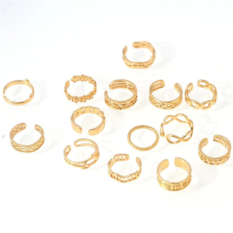 Fashion Toe Ring for Women Girl 18K Gold Plated Jewelry Small Size Adjustable Open Tail Stacking Rings Summer Beach Foot 241225