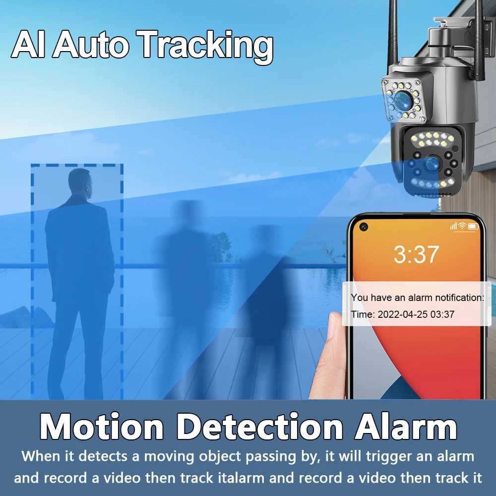 V380 Wifi IP Camera 4G Sim Card Audio CCTV Surveillance Outdoor Digital Cam Night Vision Wireless Waterproof Dual Lens KamerasXJ241228