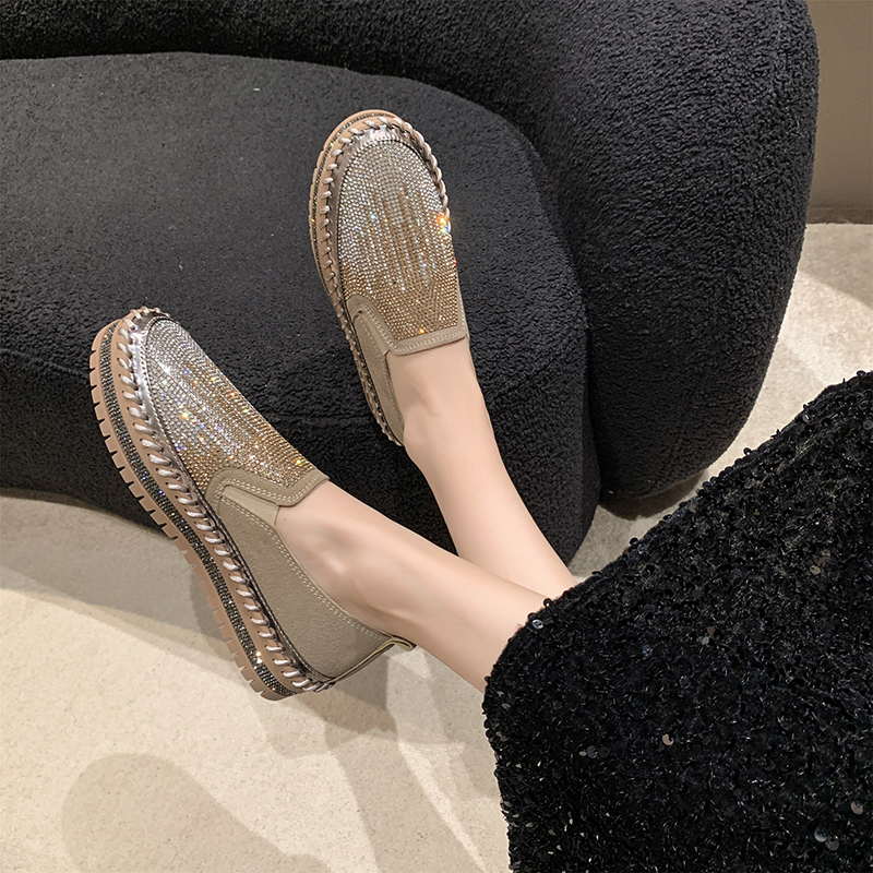 2025 New High Quality Women's Water Diamond Casual Shoes Shiny Flat Vulcanized Shoes Luxury Designer Thick Bottom Casual Shoes Comfortable outdoo