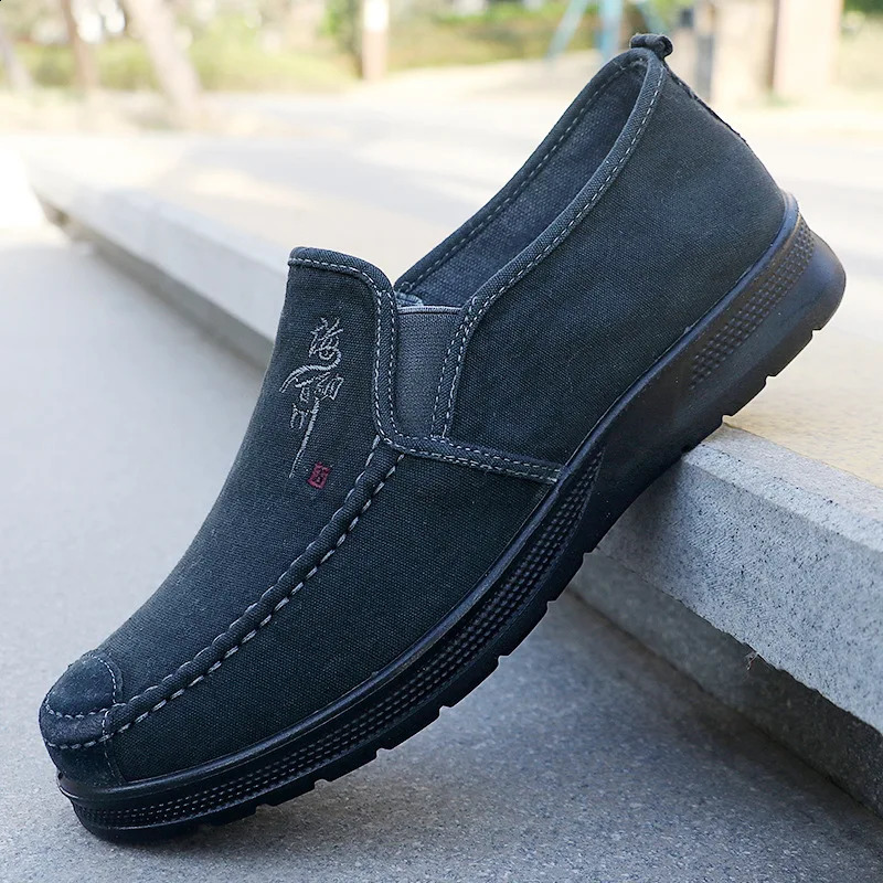 Spring Polyurethane Men Shoes Old Beijing Cloth Canvas Sports Casual Breathable Work 241223