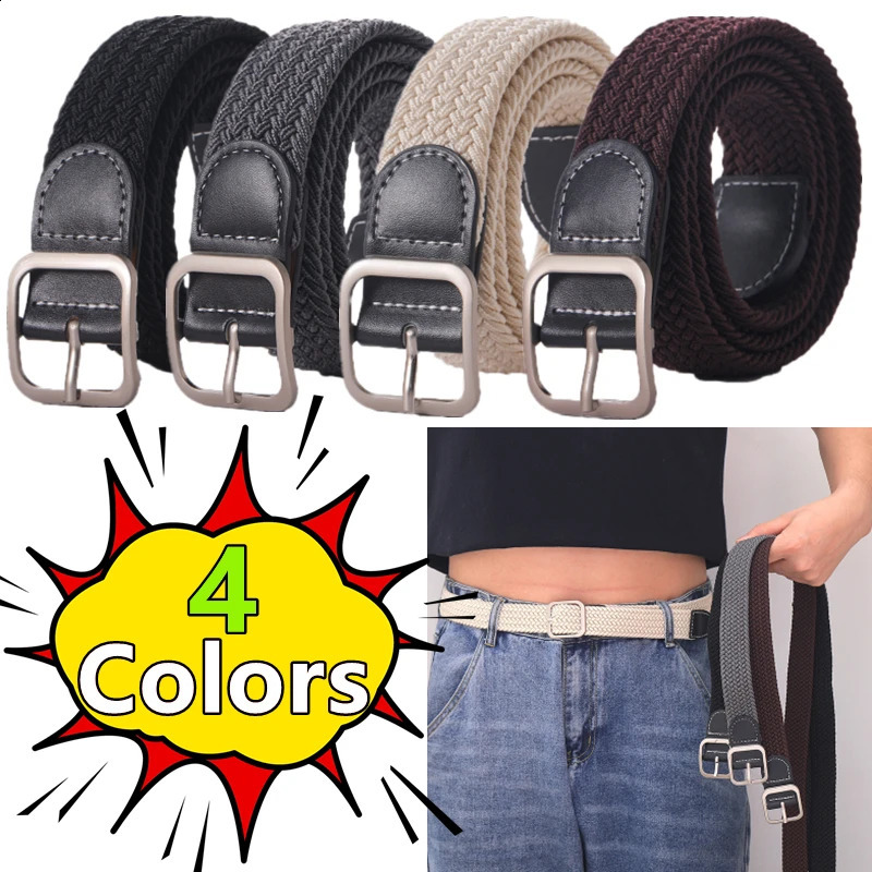 Womens Belt Casual Woven Elastic Outdoor Sports Mens Climbing Work Knitted Jeans Suit Pants Men Women Universal 241225