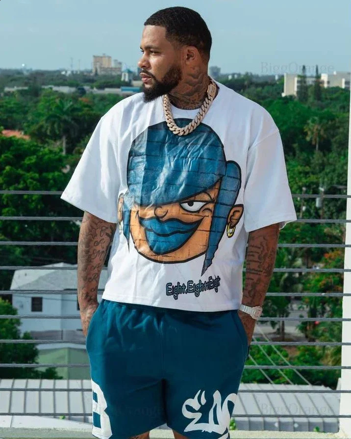 Harajuku kanker sisters big head graphic t shirts oversized t shirt casual goth y2k top streetwear 2000s fashion men clothing 241228