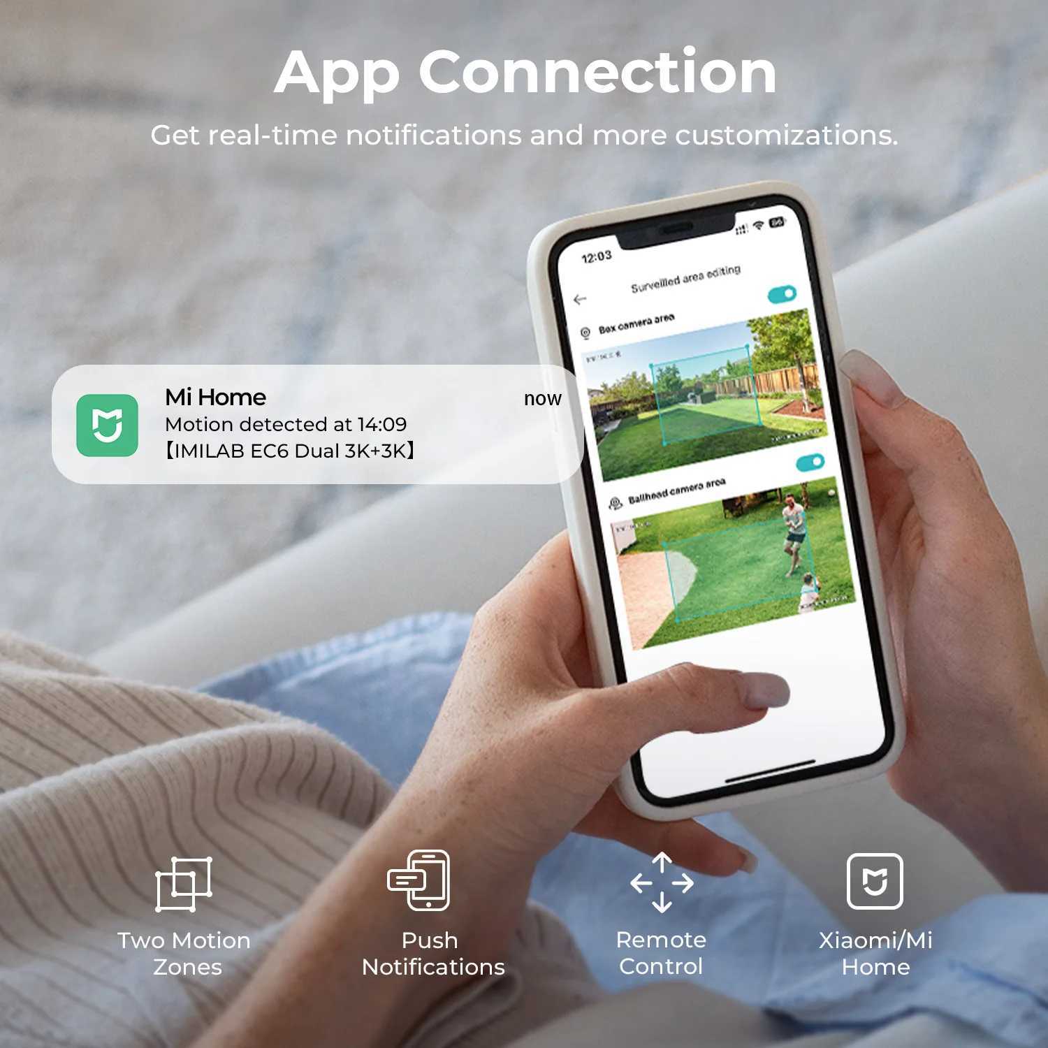 IMILAB New Outdoor Surveillance 3K+3K Dual Lens Camera 360 PTZ/Colour Night Vision/7/24 Work/MiHome App - EC6 Dual UpgradedXJ241228