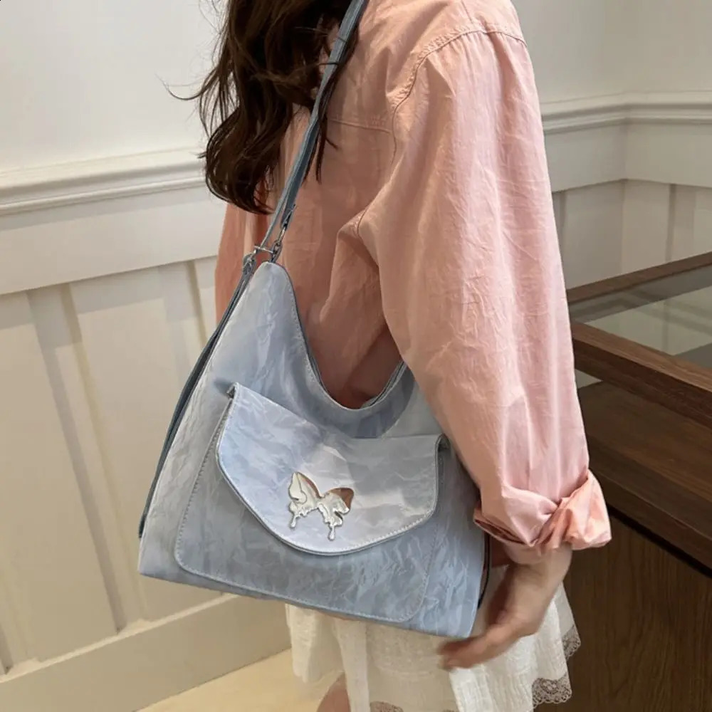 Big Capacity Butterfly Shoulder Bag Vintage Crossbody Bag PU Leather Tote Bag Women Handbag Fashion Chain Backpack 241223