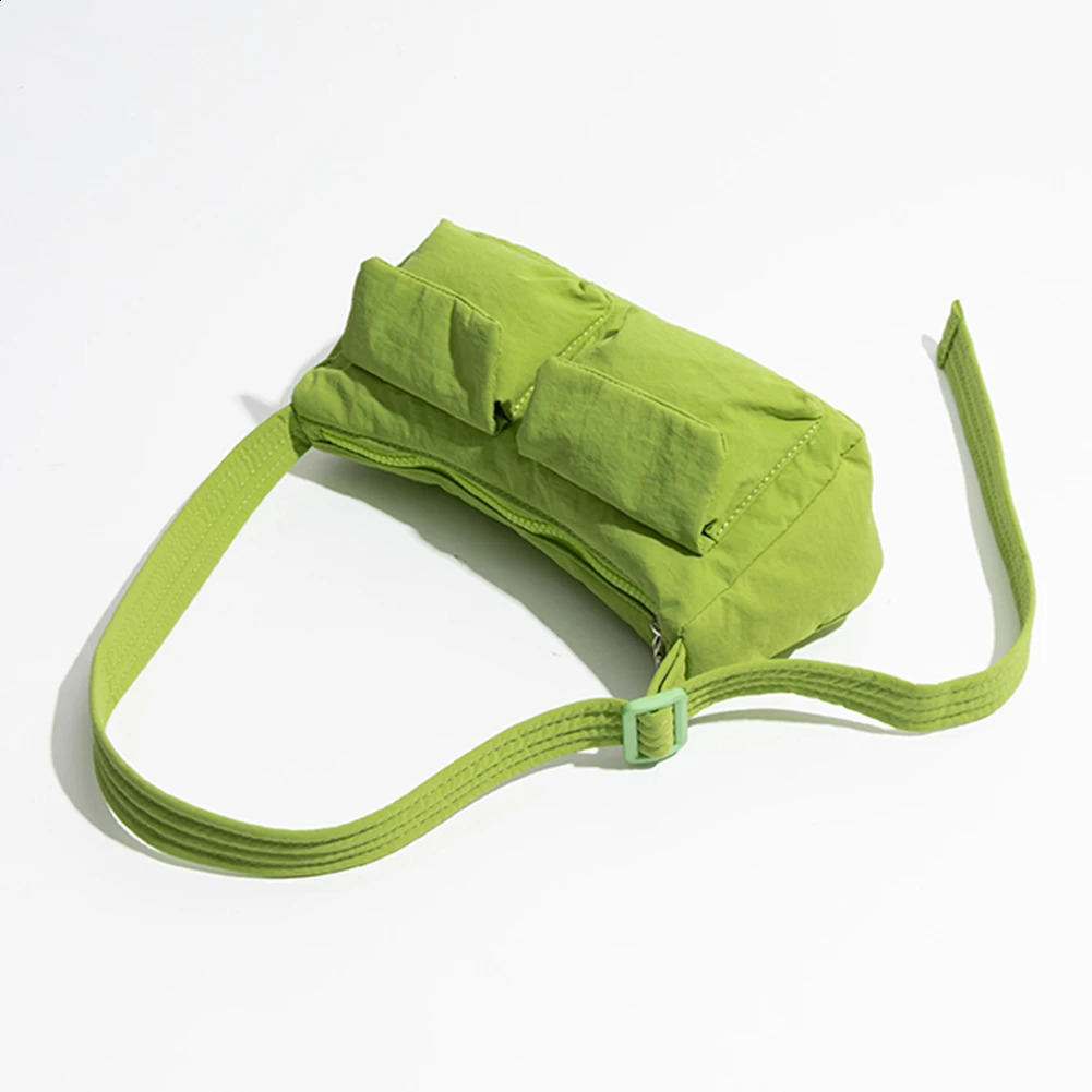 Women Fashion Shoulder Bag Solid Color Casual Underarm Bag Large Capacity Nylon Crossbody Bag Zipper Closure for Outdoor Travel 241228
