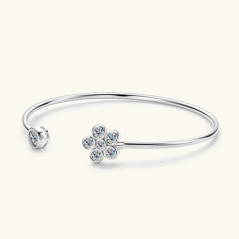 Na Original 925 Sterling Silver Jewelry Women Bracelets Bangles Fine Jewelry Daisy Flower Charm VVS Open Bangle 241227
