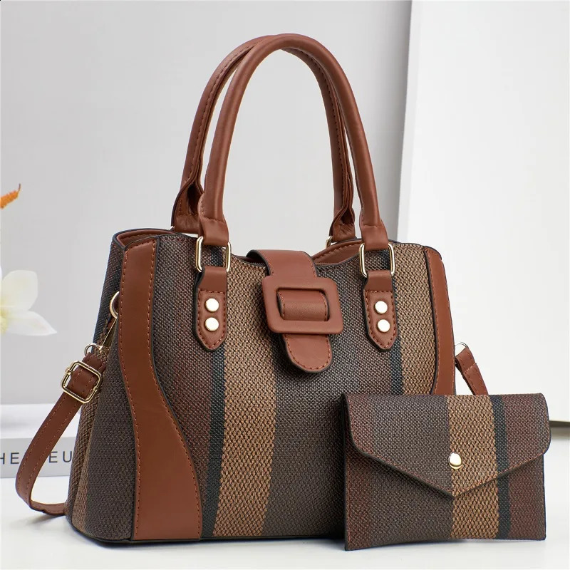 Vertical Striped Womens Bag Large Capacity Ladies Tote Highquality Purse and Handbags Crossbody Bags 241226