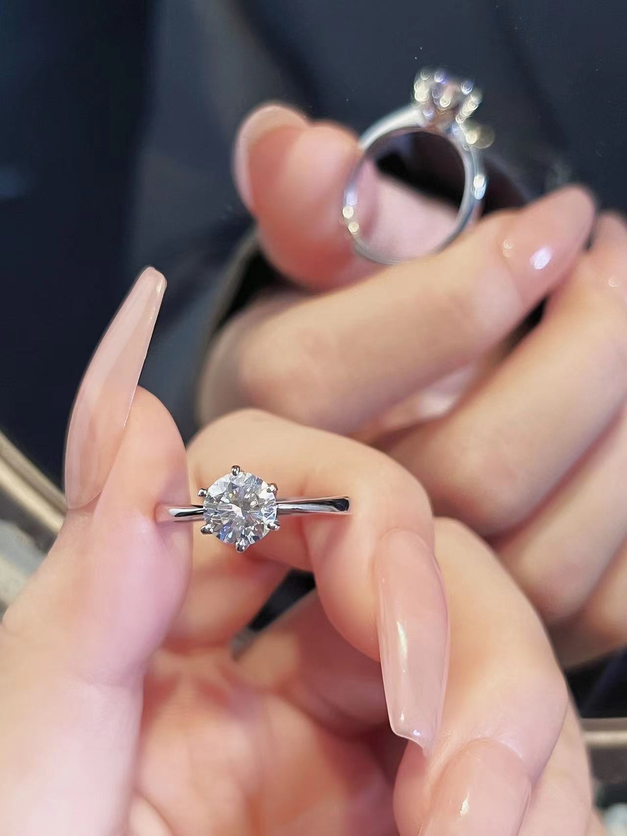 925 copper silver plated moissanite diamond ring, 1 carat, couple's ring, couple's proposal, wedding ring, gift to girlfriend