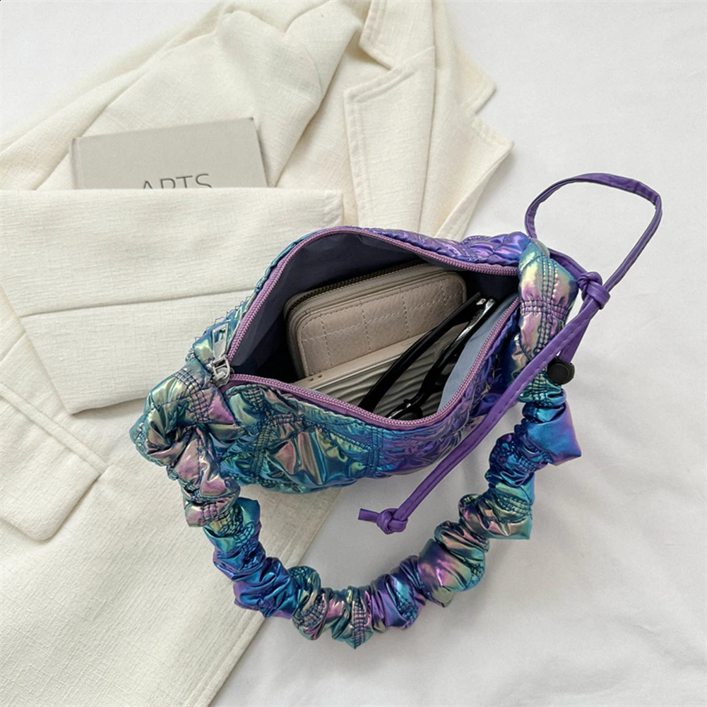 Women Padded Shoulder Bag Fashion Underarm Bag Drawstring Quilted Crossbody Bag Girl Stylish Purse 241228