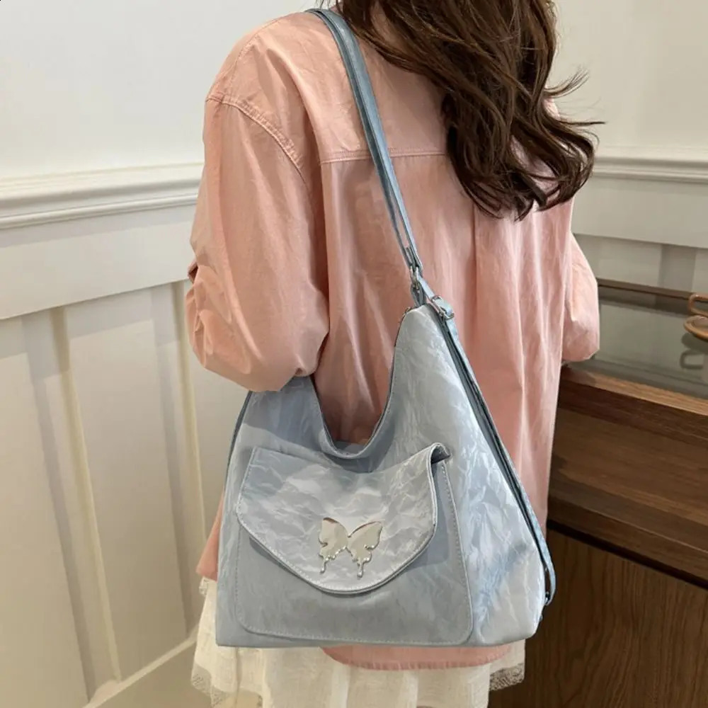 Big Capacity Butterfly Shoulder Bag Vintage Crossbody Bag PU Leather Tote Bag Women Handbag Fashion Chain Backpack 241223