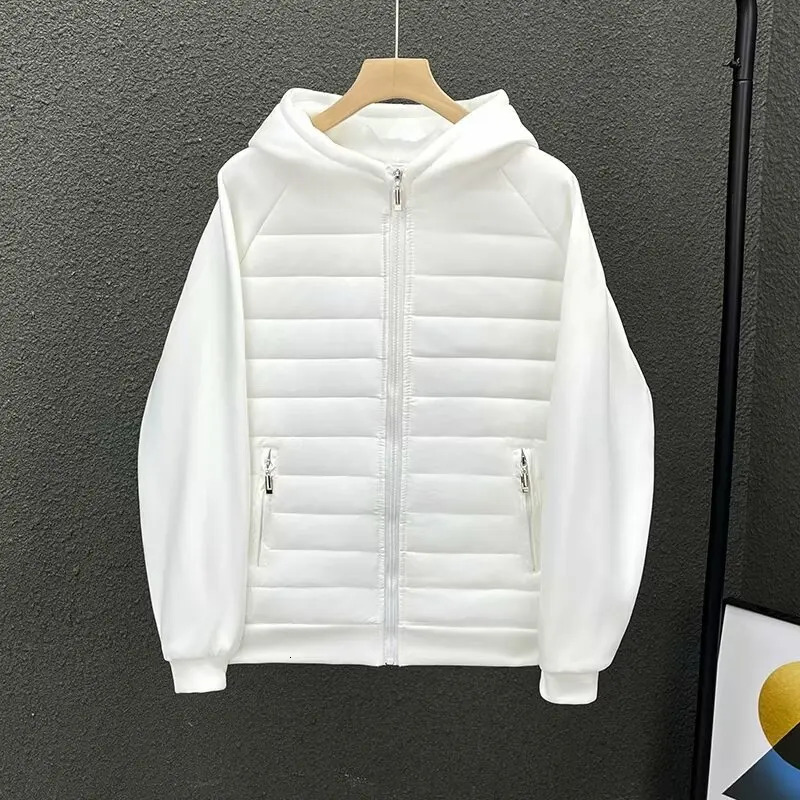 Men's Winter Cotton-padded Casual Hooded Sweatshirt Lightweight Full Covered Edge Couple's Jacket Loose Style Parkas