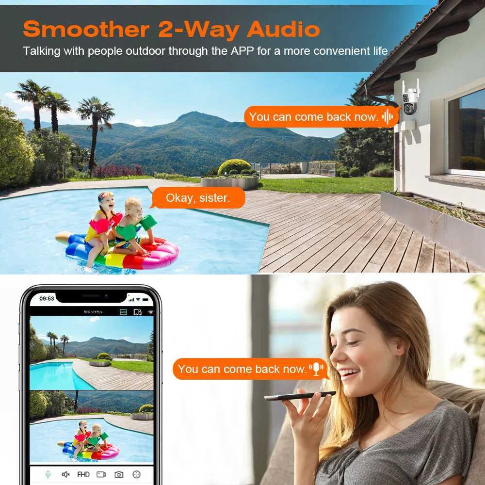 4K 8MP Wifi PTZ Camera Dual Lens IP CCTV Video Surveillance Camera Ai Human Detect Auto Tracking Night Vision Outdoor IPC360XJ241228