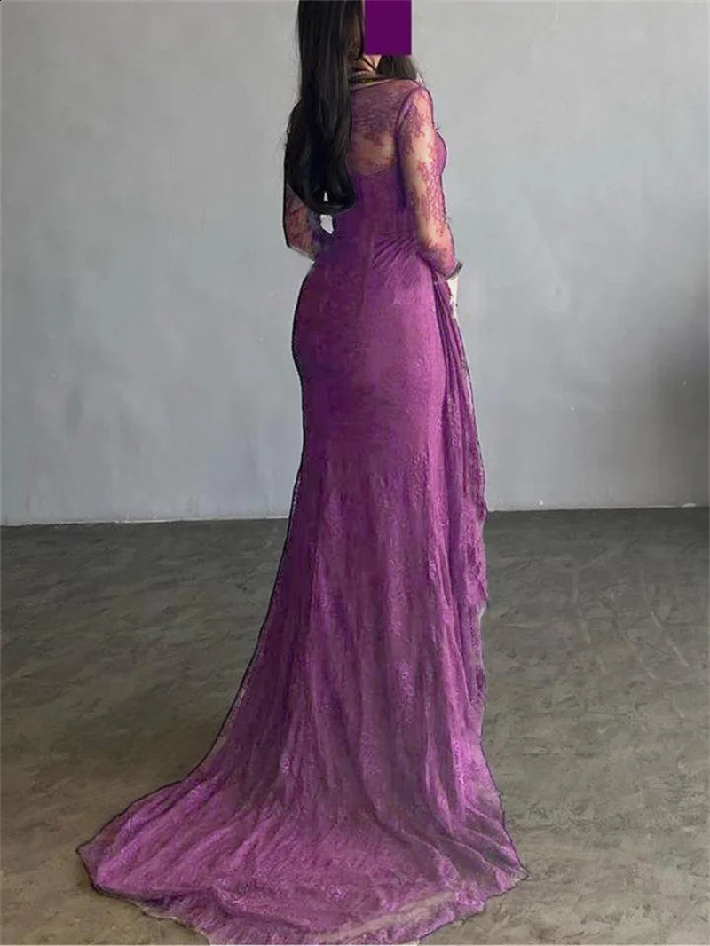 Modigirl Womens Black Wedding Dresses for Party Evening Formal Bodycon Autumn Floor-Length Elegant Woman Lace Long Dress 241220