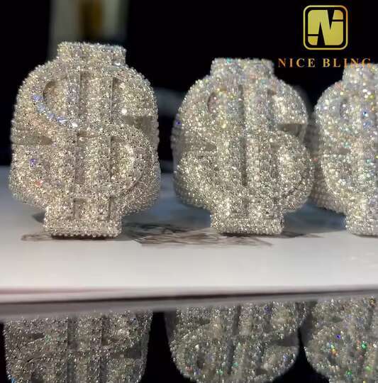 Fashion Custom Hip Hop Style Ring Iced Out VVS Moissanite Dia Jewelry Sterg Sier Rings Men Women