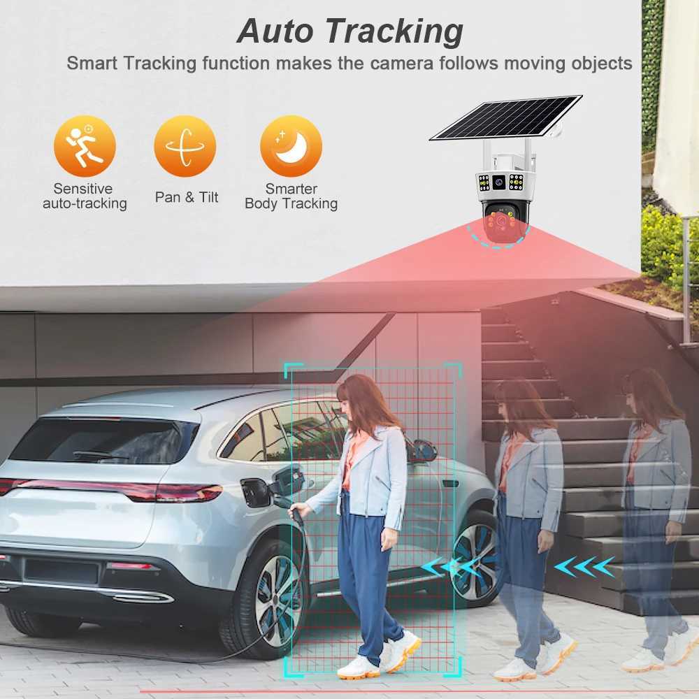 6K 12MP HD Solar Camera 4G SIM Card Wifi Outdoor IP Wireless Security CCTV Surveillance PTZ Night Vision PIR Human Detection CamXJ241228