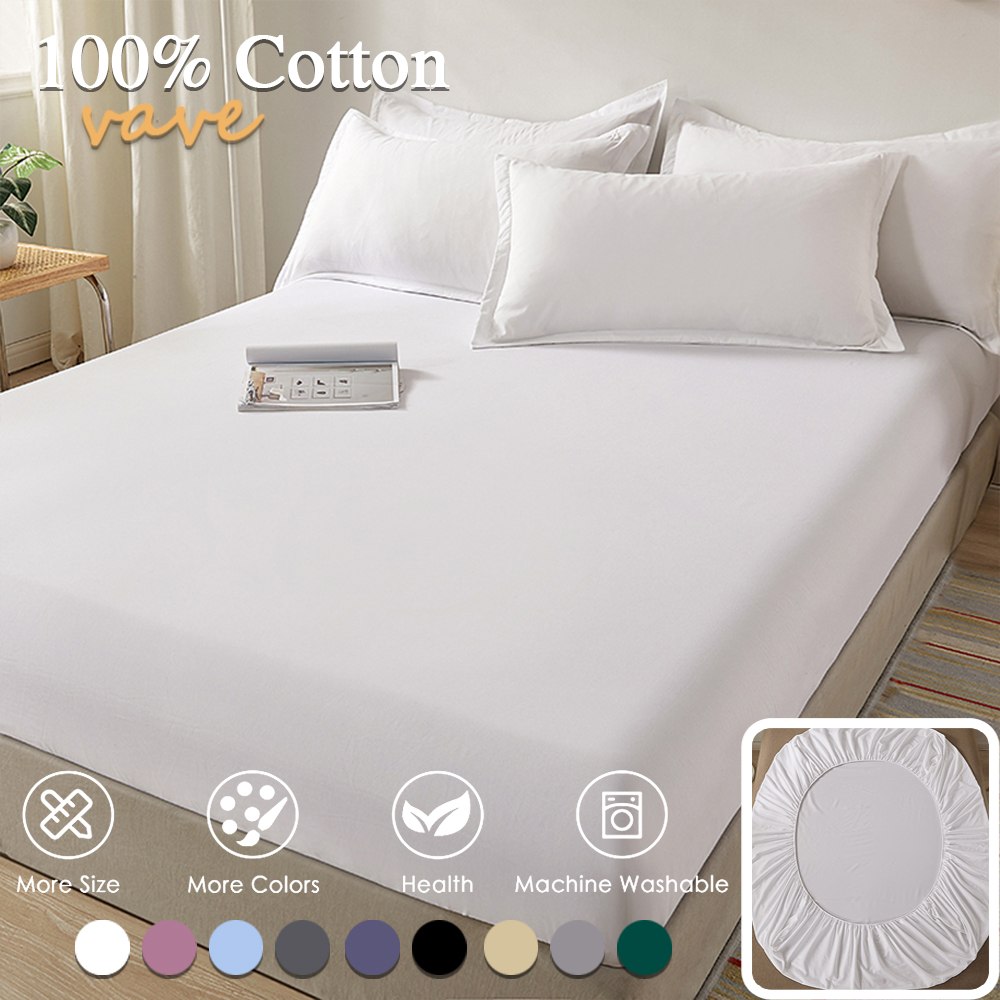 100% Cotton Fitted Sheet with Elastic Bands Non Slip Adjustable Mattress Covers for Single Double King Queen Bed,140/160/200cm