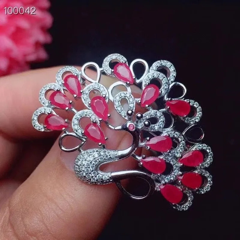 Natural Red Ruby Pearl Brooch S925 Silver Natural Gemstone Brooch Pendant Trendy Flower Basket Women Two Wears Wedding Jewelry 241227