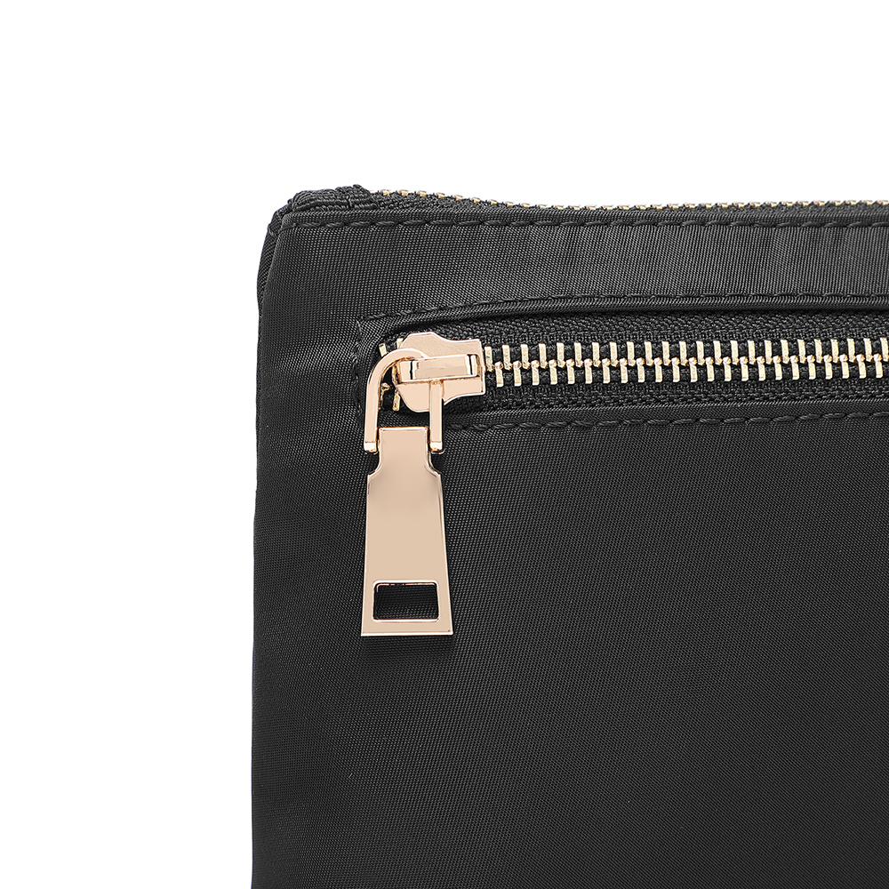 hot Makeup Organizer Bag, Black Nylon Wristlet Purse with Zipper Pocket, Lightweight for Daily Use