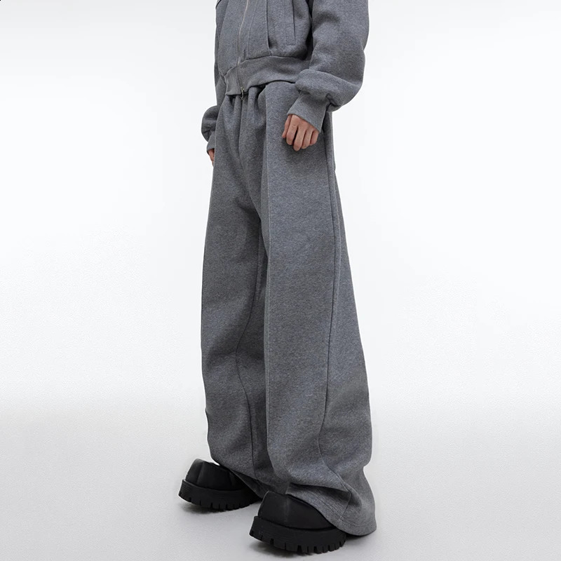 IEFB Autumn Winter Mens Set Niche Loose Oversize Hooded Sweater Fashion Sequin Baggy Sweatpants Solid Color Trend 9C2648 241224