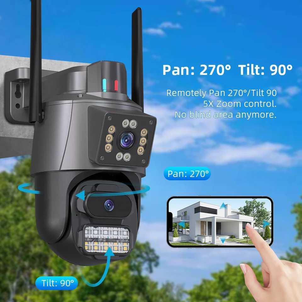8MP PTZ WiFi Camera with Dual Sn Color Night Vision Outdoor Security IP Camera CCTV Surveillance Camera ICSEE AppXJ241228