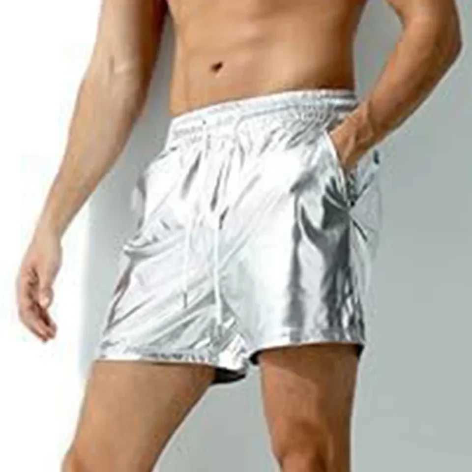 Wet Look Shorts Bodybuilding Casual Faux Leather Fitness Four Seasons GYM Men Mens Regular Comfy Fashion W241228