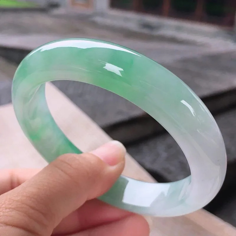 Send Certificate Genuine Burmese Ice Green Jade Bangle Women Fine Jewelry Burma Jadeite Bracelets Real Jades Bangles Ladies Gift 241227