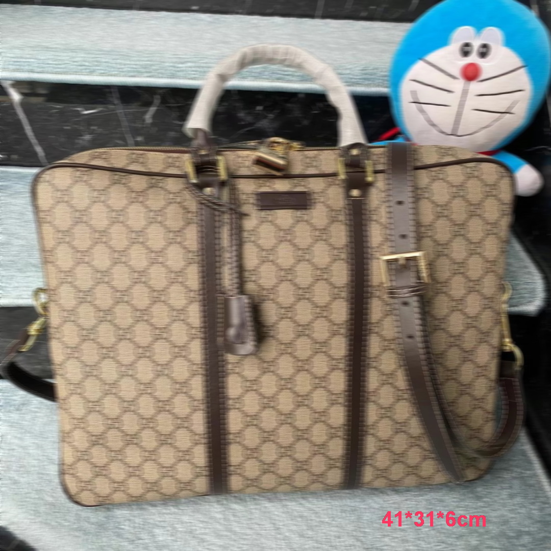 10A Luxury Real Leather Briefcase Men Women Designer Casual Briefcase Handbag with Double Letter Printing Single Shoulder Large Capacity Document & Laptop Bag