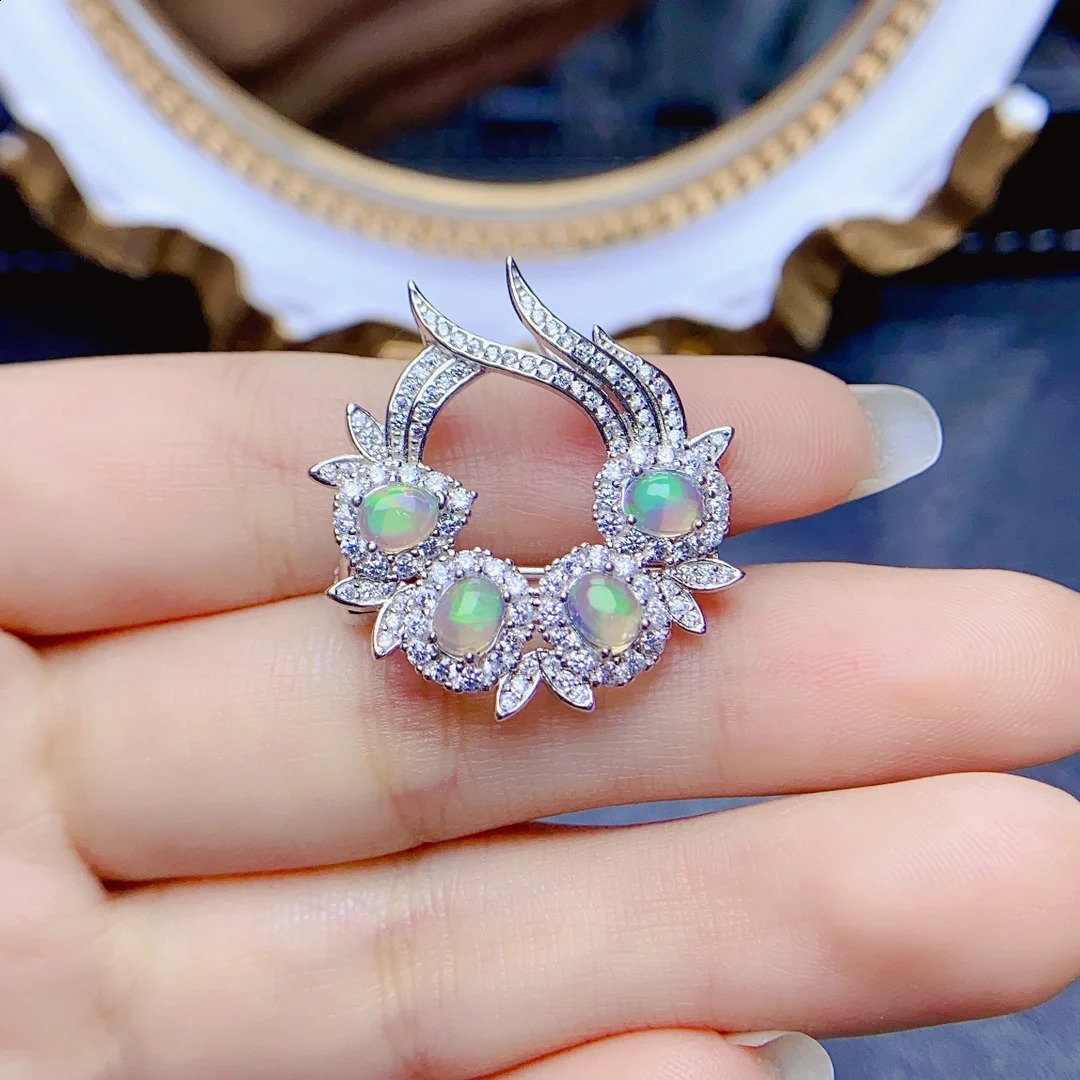 FS 4*5mmNatural Opal Brooch S925 Sterling Silver Fine Fashion Charm Weddings Jewelry for Women With Certificate 241227