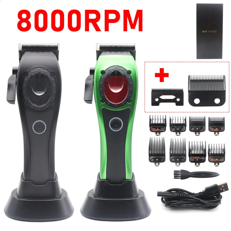 Professional Hair Clipper Electric Mens Trimmer with 8000RPM Seat Charging Large Capacity Battery DLC Coated Blades Barber 241224