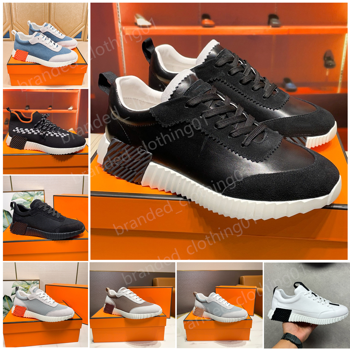 Bouncing Sneakers Designer Suede Casual Shoes Trainers Breathable Mesh Running Shoe Men Bounce Sneaker Women Sneaker Non-Slip Rubber Sole Flat Trainer H Word